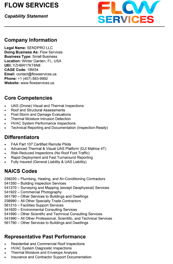 Flow Services Technical Capability Statement and Reporting Sample